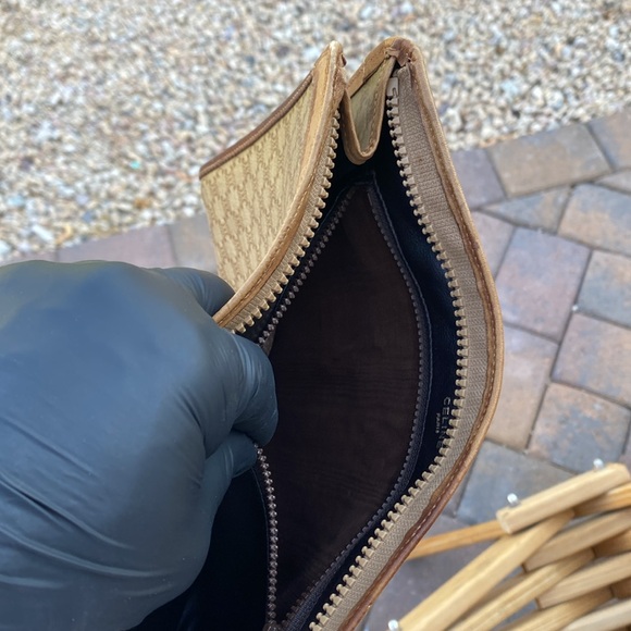 CELINE Clutch Bag Macadam brown coated, canvas monogram, Authentic USED E - Picture 11 of 12